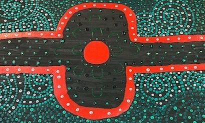 A photo of a painting completed by local Indigenous community member, Emma Laverty